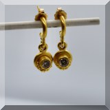 J017. 22K yellow gold and diamond drop earrings - $450 